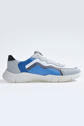 TOMMY LIFE White Lace Up High Sole Men's Sports Shoes with Faux Leather Detail - 89117