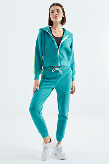TOMMY LIFE Γυναικεία αθλητική φόρμα Sea Green Zippered - 95326