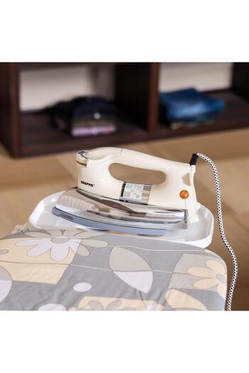 Geepas 1000W Heavy Weight Electric Dry Iron, Golden Ceramic Soleplate, With Adjustable Temperature-GDI2752N