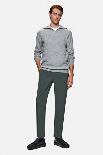 Twn Slim Fit Gri Düz Örgü Kazak