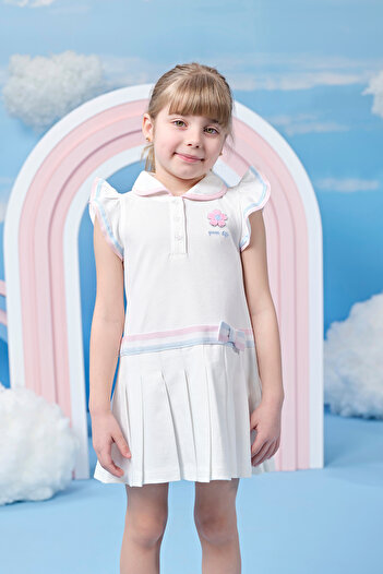 Miny Center Girl's Baby Collar Ruffle Sleeve Knitted Dress