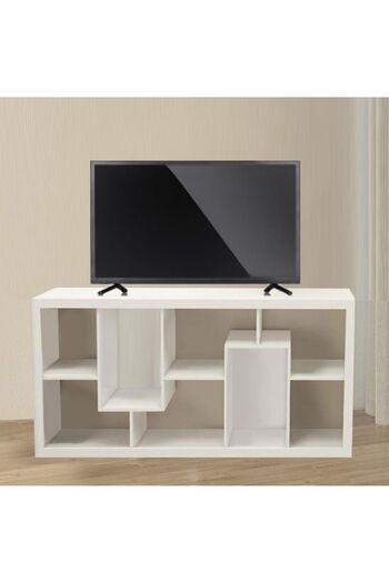 Danube Home Cierra TV Unit / Book Case for TVs up to 55 Inches with Storage - White L160xW33xH79cm