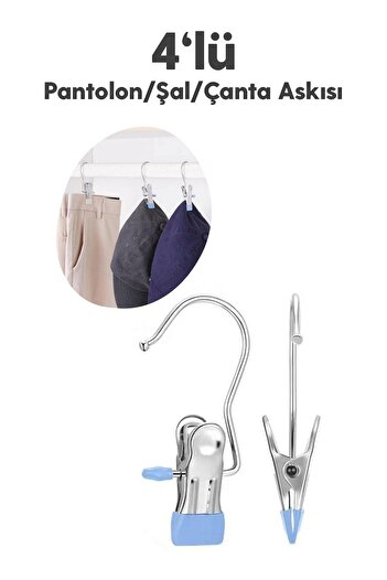 Hayveys home 4-Piece Hanger Stainless Steel Pants, Shawl, Scarf, Bag Hanger Hanger with Latch