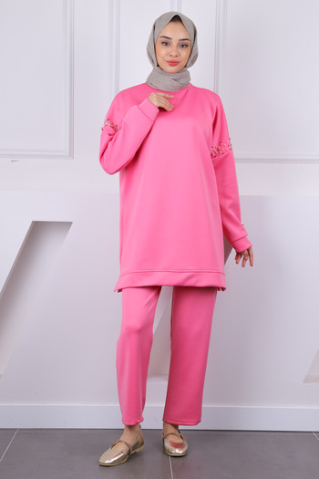 İmajButik Pink Shoulder Pearl Scuba Suit