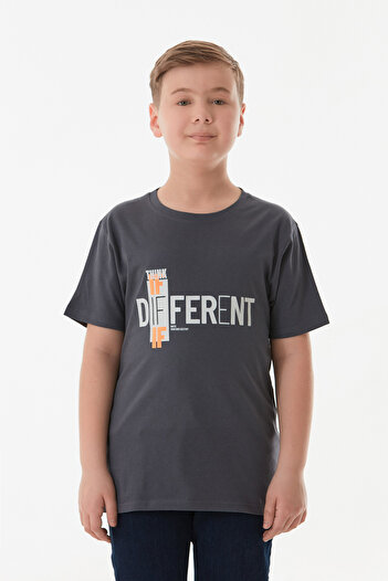 Fulla Moda 100% Cotton Different Text Printed Crew Neck Boy's T-Shirt