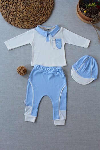 Tomuycuk Blue Baby Boy Kids Set - Cotton Newborn Baby Sets - Set of 3