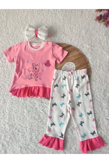 Tomuycuk 3-Piece Baby Girl Kids Set Pink Summer Gift 3-6-9-12 Months Baby Sets Outfits Clothes