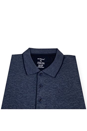 Sadık Collection Ercan Men's Large Size Polo Collar Pocket Jacquard Cotton T-Shirt 0141