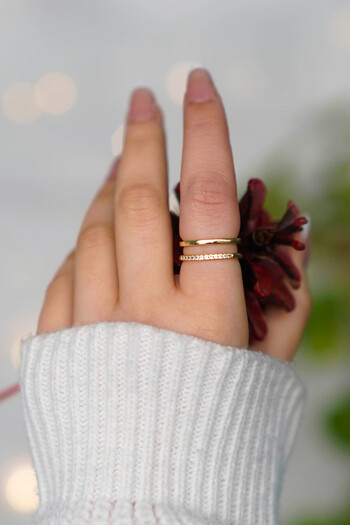 TREND COLLECTİON 3 Adet Ayarlanabilir Gold Kadın Yüzük Set