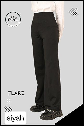missmaral Blacks Flared Leggings Pants High Waist Lycra Diving Fabric Flare 4040