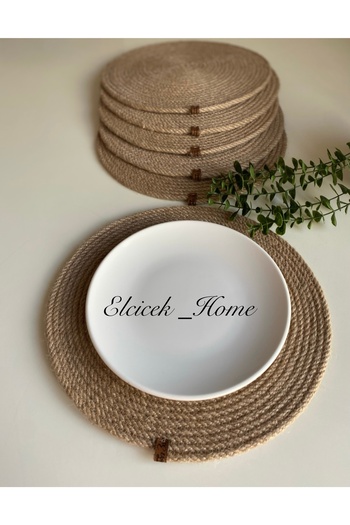 ELÇİÇEK HOME Wicker Plate Set, American Service (6 Pieces)