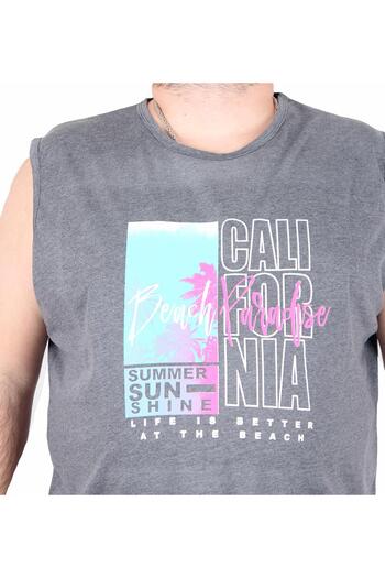 MocGrande Oversize Printed Sleeveless T-Shirt, Beach Paradise 25151 Grey Melange