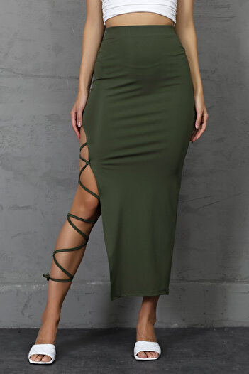 DeChival Skirt - Slit Skirt with Leg Tie / Top Quality Max Skirt