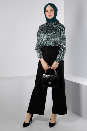 Alvina Leopard Patterned Satin Blouse 43410