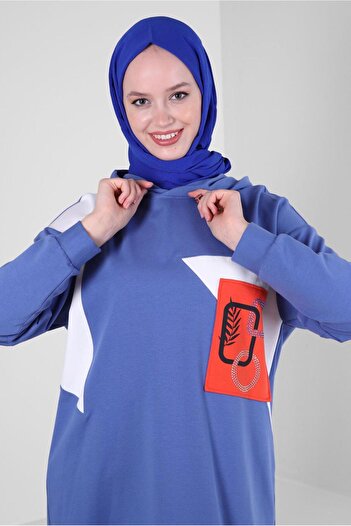 Alvina Hooded Printed Tracksuit Tunic - 43622