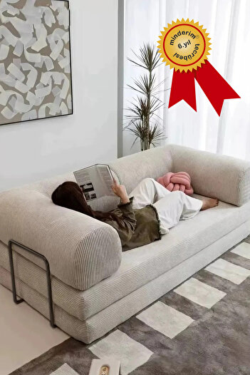 Minderim Eko Kanepe, Fitilli Kadife, Silinir, Yıkanır, Rebonded 50dns, 36h Cm, Çökmez! Dayanıklı, 90x180cm
