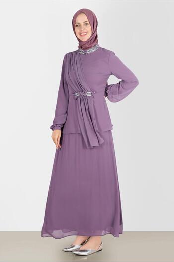 Alvina 30252 Model Stone Embroidered Double Skirt Set