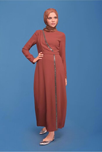 Alvina Strip Detail Crepe Dress 41776
