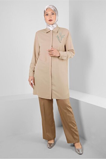 Alvina SHIRT COLLAR STONE DETAIL TUNIC 20233
