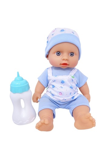 Salamandra Set Papusa Bebelus Albastru, cu Sunete, Eliminare Lichide si Biberon, SALAMANDRA KIDS®