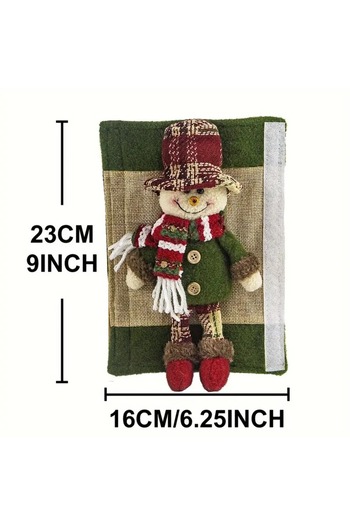 Dodemert Home Christmas Concept Plush Polyester Soft Linen Curtain Holder & Refrigerator Sleeve Ornament 2Pcs