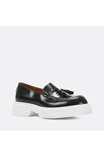 Celal Gültekin Men's Black Tasseled Leather Loafer