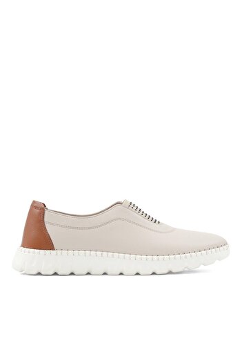 Celal Gültekin Women's Beige Elastic Leather Shoes