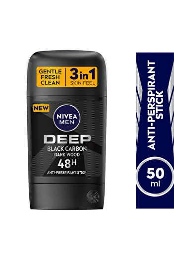 NIVEA Stick 50ml Deep Black Carbon 3in 1 8018 --- NIVEA Stick 50ml Deep Black Carbon 3in 1 for Men 8018