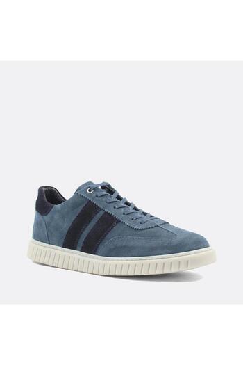 Celal Gültekin Ανδρικό δερμάτινο sneaker με κορδόνια σε μπλε χρώμα