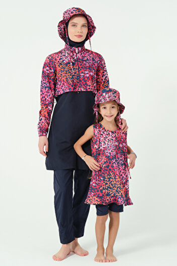 ALFASA Zero Sleeve Children's Swimsuit with Coral Hat