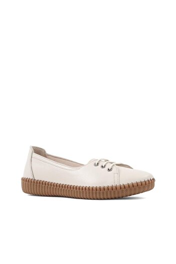 Celal Gültekin Women's Beige Lace-Up Leather Shoes