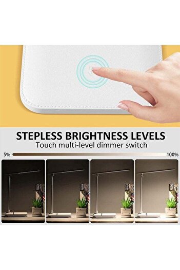 COOYA Desk Lamp, with USB Charging Port, Folding Eye-Caring 3 Color Modes Stepless Dimming (Single-head)