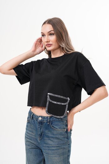 Figo Basic Pocket Detailed T-Shirt
