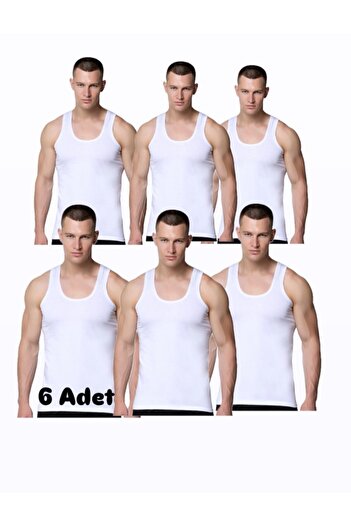 DONLİZZA Mother of Pearl Star Men's Tank Top White 6 Pcs