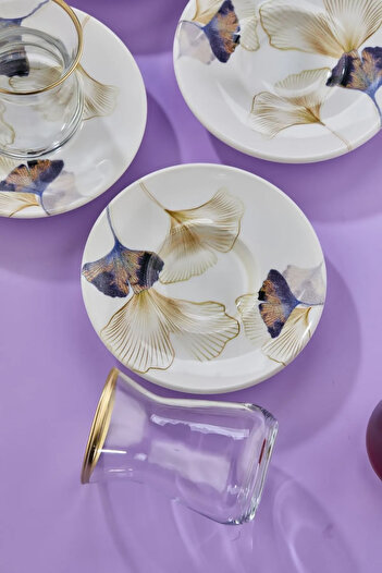 Babion Luxury Ceramic 6-Person Tea Plate Ginkgo Tea Plate
