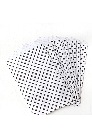 Bimotif كيس ورق منقوش باللونين الأسود والأبيض مقاس 18 × 30 سم - 10 قطع