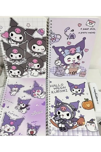 So Iconic 4Pcs Sanrio A5 Spiral Bound Kuromi Character Lined School Notebook