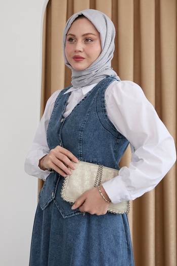 InStyle Ice Blue Τριπλό Τζιν Σετ με Γιλέκο και Φούστα