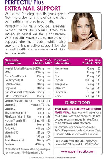 Vitabiotics Perfectil Nails Beauty Supplement for Nails Includes Selenium, Biotin & CoQ10, 60 Tablets