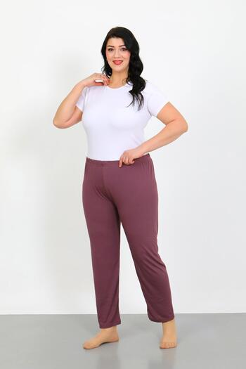 Akbeniz Women's Plus Size Plum Single Bottom Pajamas 27555