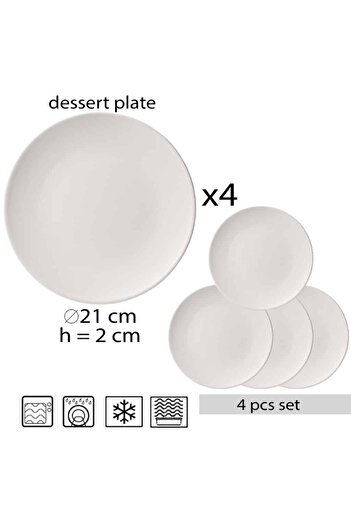 Cesiro Taste Elegance: Set of 4 dessert plates 20 cm Matt White