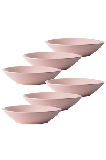 Cesiro Set of 6 deep plates Matte pink, 21 cm