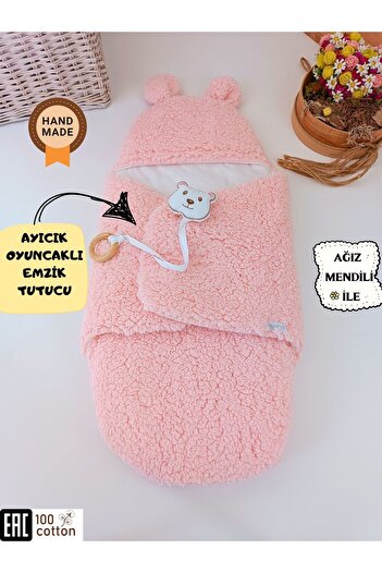 Tomuycuk Peluş Bebek Dış Kundağı Oyuncaklı Uyku Tulumu Hastane Çıkışı Hediyelik Sarma Battaniye