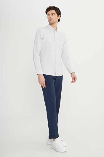 ALTINYILDIZ CLASSICS Чоловіча сорочка Slim Fit, вузького крою, з ґудзиками на комірі, з гофрованим візерунком