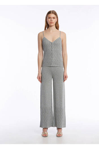 Knitss Openwork Knitted Gray Knitwear Trousers