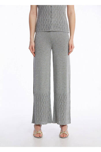 Knitss Openwork Knitted Gray Knitwear Trousers