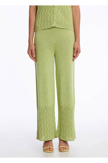 Knitss Openwork Knitted Green Knitwear Trousers