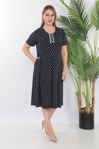 STELLETO Polka Dot Buttoned Collar Summer Modal Dress