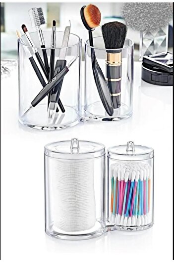 Hayveys home 2-piece Cotton and Cotton Swab Organizer - Makeup Organizer Box