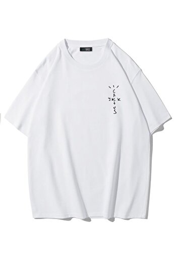 BRZ COLLECTION Unisex Oversize Look Mom I Can Fly Travis Scott Astroworld T-shirt Λευκό